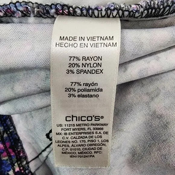 Chico's Perfect Stretch Womens Ankle Pants 10 Floral Pull On Pockets Pink Blue - Picture 8 of 10